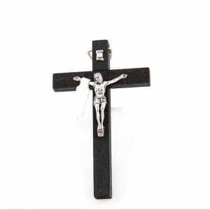 Houten Muurkruis met Corpus /kruisbeeld 10 cm te koop Zwart