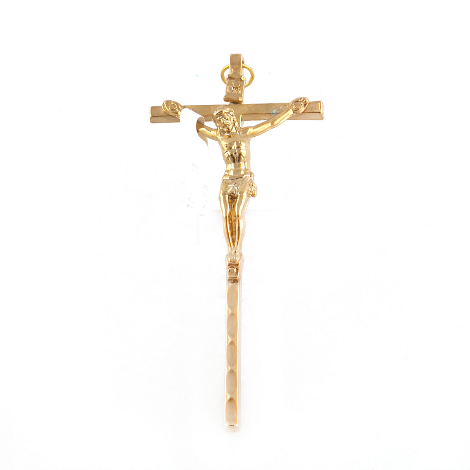 Goudkleurig metaal Muurkruis met corpus kruisbeeld 9 cm kopen online